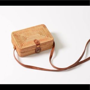 Handmade natural rattan crossbody bag